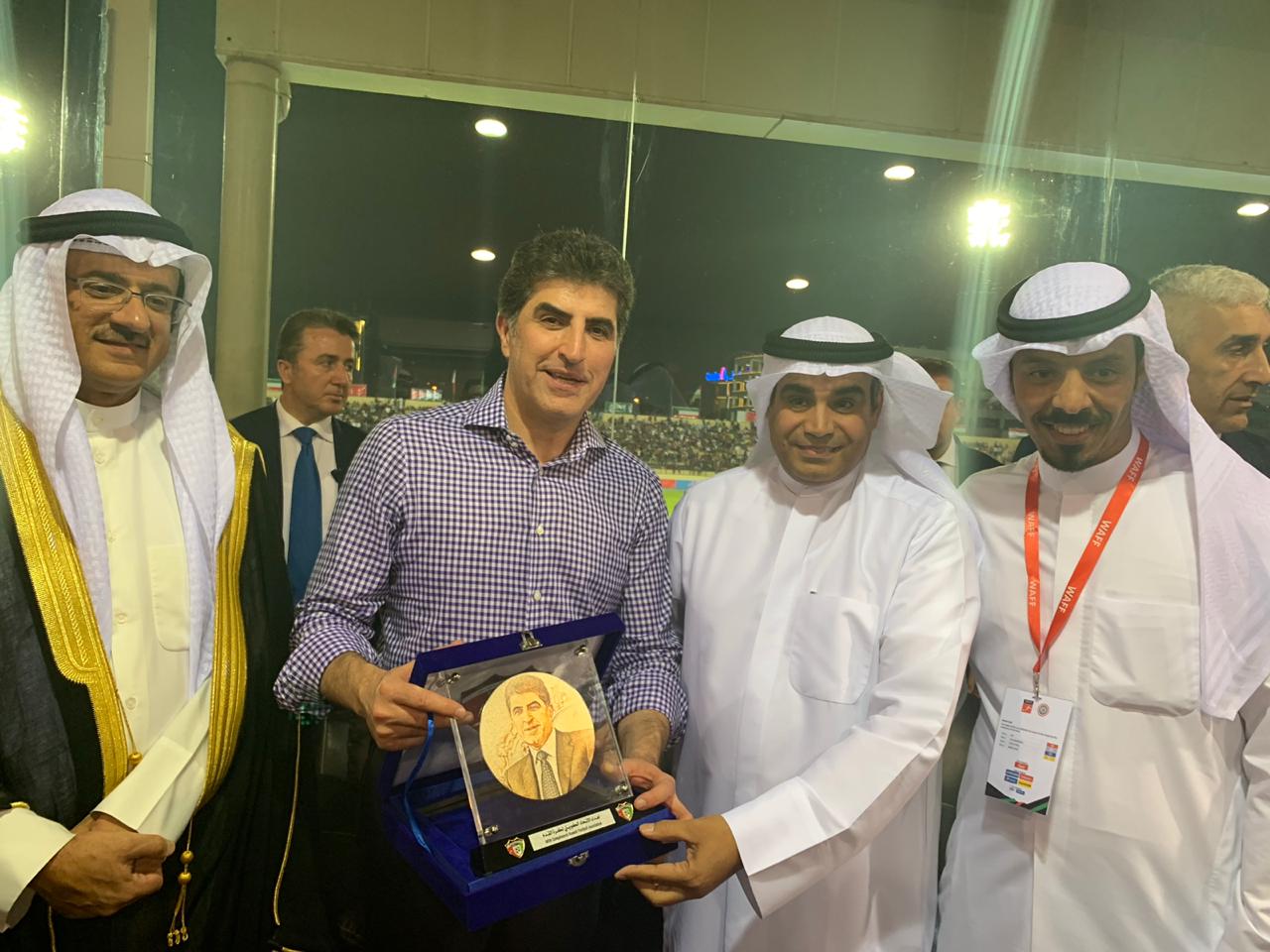 President of the Kurdistan Region Nechirvan Barzani duirng the football match between Kuwait and Saudi Arabia in Erbil, Aug. 4, 2019. (Photo: Kurdistan Region Presidency)